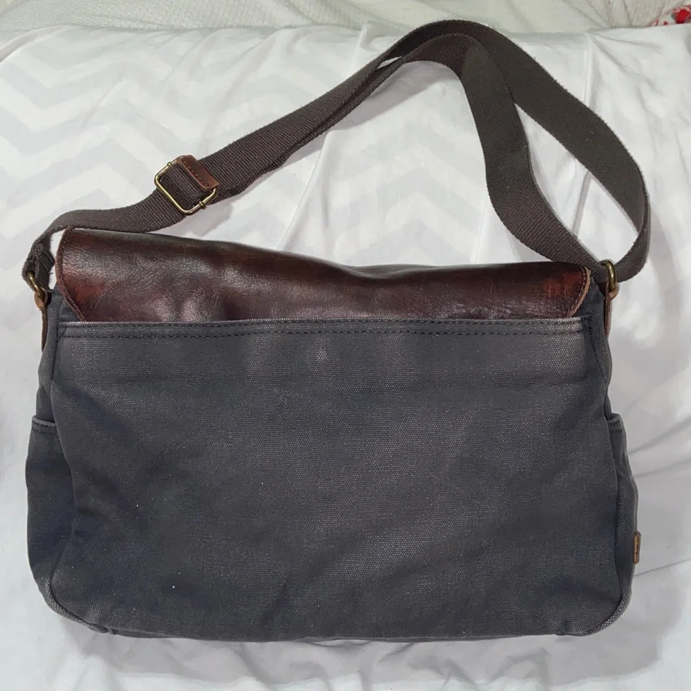 Vintage Patricia Nash Men's Genuine Leather Canvas Laptop Messenger Bag